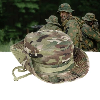 Камуфлажна шапка Тактически шапки за кофа на армията на САЩ Военни Панама Лято Къмпинг Cap Риболов Лов Туризъм На открито Camo Sun Caps Мъже