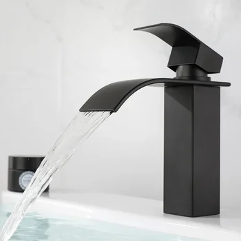 Квадратен басейн мивка баня кранче топла и студена вода басейн смесване кран водопад стил мивка мивка кран