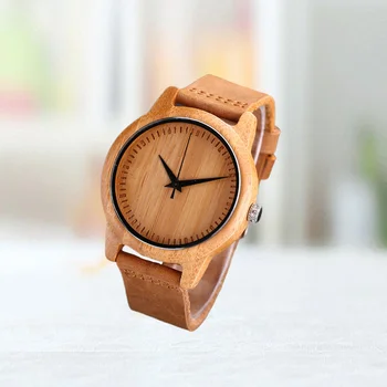 кварцов часовник дървена повърхност мода ръчен часовник PU колан кварцов ръчен часовник за мъже мъжки