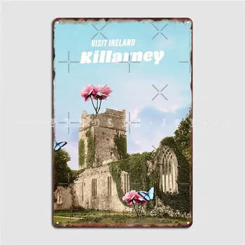Киларни Ирландия Плакат за пътуване Реколта вдъхновен сюрреалистичен колаж метален знак плакети стена кръчма ретро калай знак плакат
