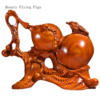 Китайски реколта масивна дървена скулптура, Fulu златна жаба декорация, хол, офис, Redwood занаяти изкуствен завод