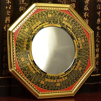 Китайски Фън Шуй Дент изпъкнал Ba FengShui огледало, даоистки талисман енергия, декорация на дома украшение, 13 см