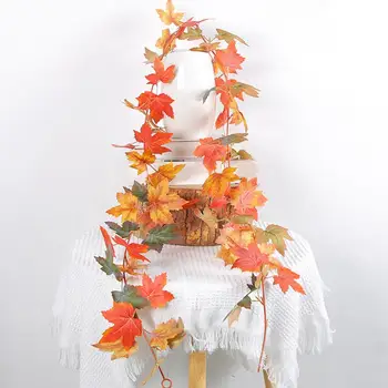 Кленов лист лоза Деня на благодарността кленов ратан стена висящи реалистични DIY занаятчийски декорация за Хелоуин
