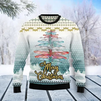 Коледа Коледа Дядо Коледа животински елен колоритен модел ретро грозен пуловер 3DPrint Harajuku пуловер случайни смешни суитчъри 17