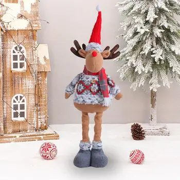 Коледен подарък за жени прибиращ се крак Коледа плюшени кукли стоящи Дядо Коледа снежен човек северни елени празнична за дома за мъже