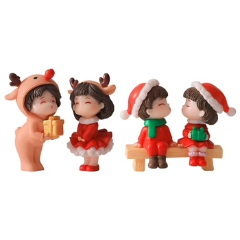 Коледна двойка фигурки за декорация на дома миниатюрни орнаменти