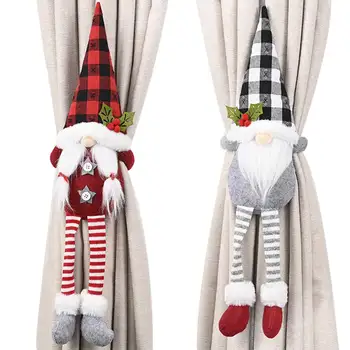 Коледна декорация на прозорци Сладък шведски гном кукла завеса вратовръзка кука за Коледа Начало празник декор