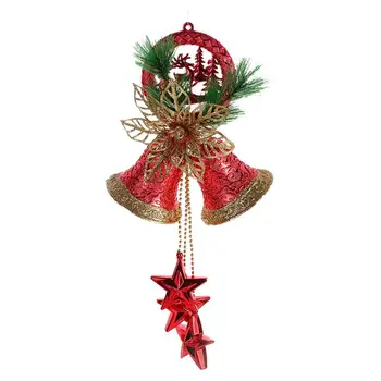 Коледна елха украса Начало Коледно парти Червена и златна камбана висулка Сватбен орнамент Детски подарък Коледен декор украшение