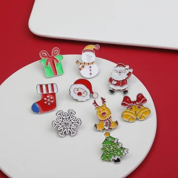 Коледна серия брошка карикатура Дядо Коледа коледно дърво метален щифт чанта аксесоари значка на едро подаръци за приятели