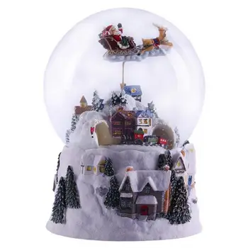 Коледна снежна къща Летящ елен кристална топка музикална кутия влак въртяща се светеща снежна топка музикална кутия творчески подарък за рожден ден