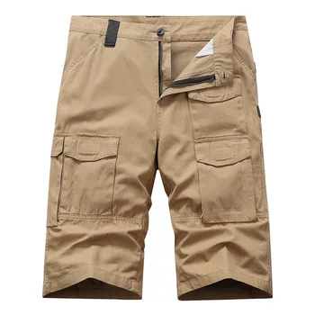 Коляното дължина карго шорти мъжки летни ежедневни памук мулти джобове бричове изрязани къси панталони военни камуфлаж шорти 5XL