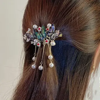 конска опашка притежател пискюли за жени за момичета диамант корейски стил коса стик пеперуда коса нокът коса аксесоари коса раци клип
