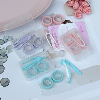 Контактни лещи Прозрачна кутия за съхранение Смукателна пръчка пинсети комплект Комплект инструменти за грижа за очите Мода преносими твърди очила аксесоари