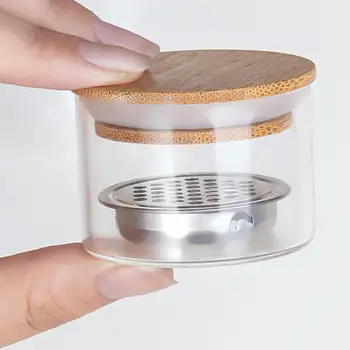 Контейнер за почистване на матирано оборудване за маникюр Инструмент за нокти с капак на капака Стъклена кристална купа Купа за нокти