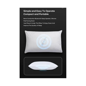 Костна проводимост Bluetooth музикална кутия Безжичен преносим високоговорител стерео под възглавница сън пътуване (бяло)