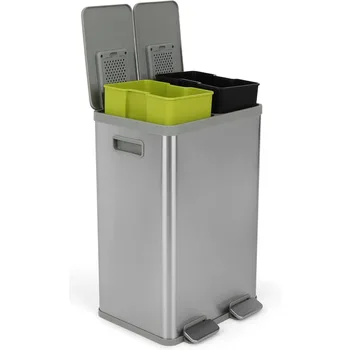 Кошче за боклук 40 литра правоъгълни свободни ръце двойно отделение рециклиране кухня стъпка боклук с меко затваряне капак кошче у дома