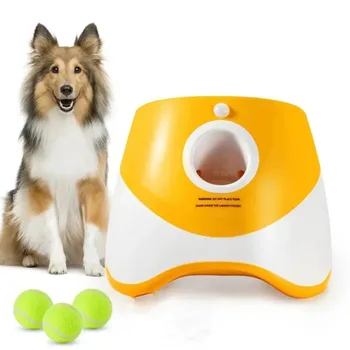Куче тенис стартер Автоматични домашни кучета Chase играчка мини тенис хвърляне пинбол машина забавно интерактивно хвърляне презареждащ катапулт