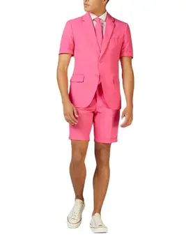Летни мъже костюми къси ръкави с къси панталони плаж сватба младоженец носят рокля/г-н розов мода най-новия дизайн цвят размер по поръчка