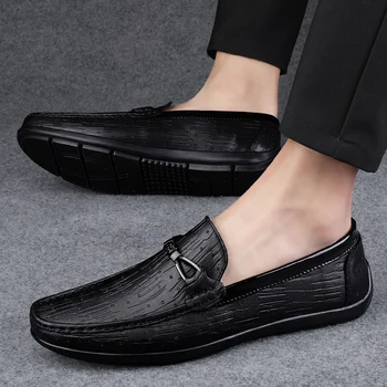 Луксозна марка естествена кожа рокля обувки удобни мъжки печатни обувкимокасини обувки мокасини ежедневни обувки мъжки бизнес обувки