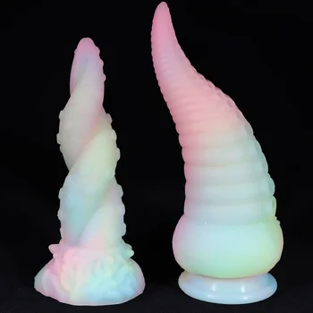 Луминесцентни октоподни пипала Дилдо Анално Цветни Чудовище Дилда G-точка масажор Голям пенис силиконови всмукване анален възрастни играчки