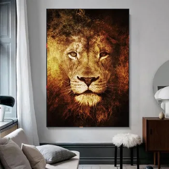 Лъвът на Юда Платно изкуство плакати и отпечатъци абстрактни Лъвове главата животни картини на стената Nordic Art Cuadros Pictures