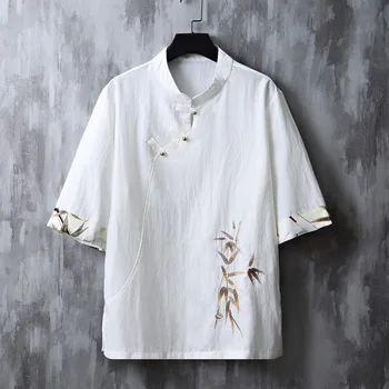 Лято нов китайски стил мъжки бродерия снаждане древна тениска половин ръкав Топ T риза за мъже Tees случайни мъжки дрехи