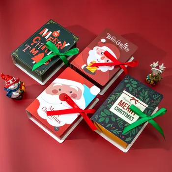 Магическа книга оформени коледни бисквитки бонбони кутия Дядо Коледа подарък кутия храна опаковки Весела коледна украса парти консумативи