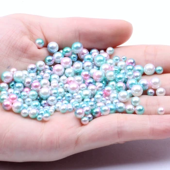 Малка опаковка 3мм 1000бр RainBow цвят без дупка кръгли перли имитация перли рокли DIY бижута нокти изкуство декорации