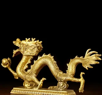 Медна статуя Голям меден дракон домашен подарък античен мед Хан дракон декорация