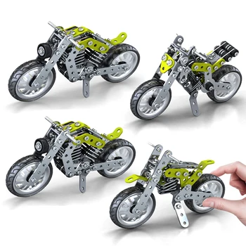 Метален мотоциклет Строителен блок Комплект Симулация Винт и гайка DIY строителство образование събрание кола модел играчка за момчета