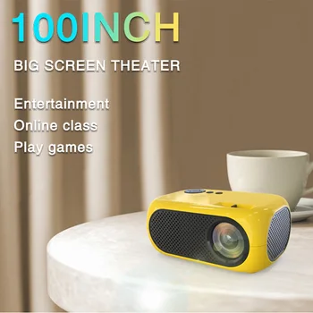 Мини проектор LED проектори с висока разделителна способност 360 стерео съраунд за филмови проектори 100 инча видео Beamer US / UK / EU Plug