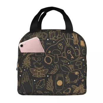 Мистични и окултни ръчни магически чанти за обяд водоустойчиви изолирани оксфордски охладителни чанти Термална училищна кутия за обяд за жени момиче