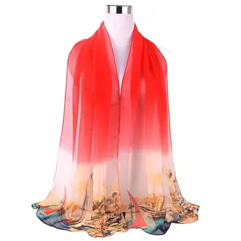 Мода Дамски шал Отвесни шифон шал жени Grasdient копринени шалове шал женски foulard femme Q5A16540