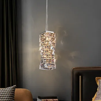 Модерен луксозен LED висулка светлина кристал злато хром неръждаема стомана нощно шкафче хол пътека полилей красиво осветление Fixt