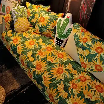 Модерен памучен диван Cover Four Seasons Универсална пейка Неплъзгаща се прахоустойчива подложка Модна обвивка Комплект мебели за кърпи 1 брой