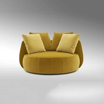 Модерен прост и лек луксозен висок клас италиански кадифе хол спалня балкон кръг едноместен диван стол