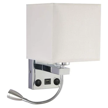 Модерна LED лампа за стена Нощно шкафче за апликация на спалнята с превключвател USB интериорна табла Начало Хотел стенни светлини (без крушки)