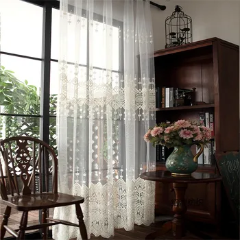 Модерна бяла бродерия тюл завеси за спалня хол прозорец елегантен отвесни завеса луксозен дом декор Serape