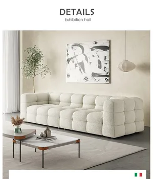 Модерна минималистична малка единица облак крем стил лек лукс надолу прав плат диван