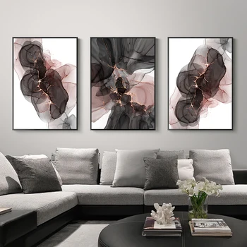 Модерно изкуство печат розово злато мрамор платно плакат абстрактно алкохол мастило галерия стена декор декоративни картини картини за дома