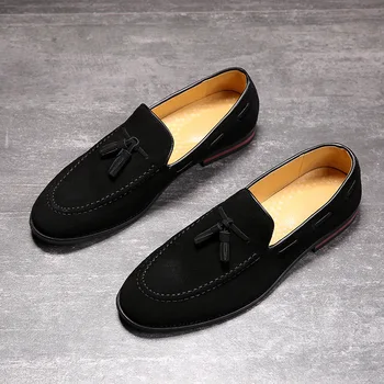 Модни мъжки мокасини Slip-on ежедневни бизнес обувки марка мъжки обувки плоски черни кафяви KA3837