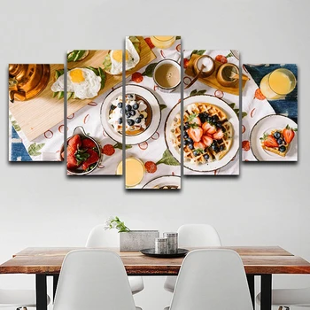 Модулна рамка за рисуване на платно HD отпечатан плакат 5 парчета вкусни картини за храна стена арт домашен декор за хол или кухня