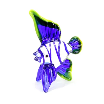 Мурано стъкло тропическа риба мини фигурка занаятчийски орнамент сладък морски животни малка статуя висулка дома бюро аквариум декор колекция