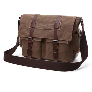 Мъже бизнес пратеник чанти за мъже рамо чанта реколта платно Crossbody пакет ретро случайни офис пътуване чанта