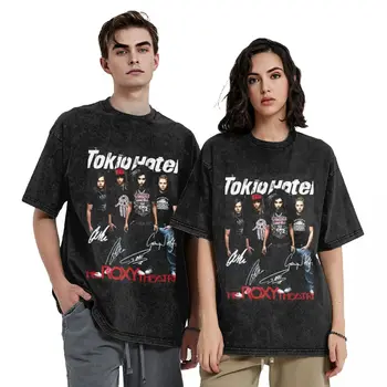 Мъже Дамска тениска Tokio Hotel Concert Vtg Измити тениски Trending Бил Kaulitz Summer Tees естетически печат Simple Clothing