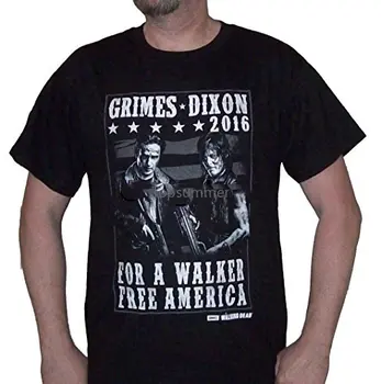 Мъжка риза с принт памучна тениска Sporticus Мъжки Живите мъртви Рик Граймс & Дарил Диксън тениска