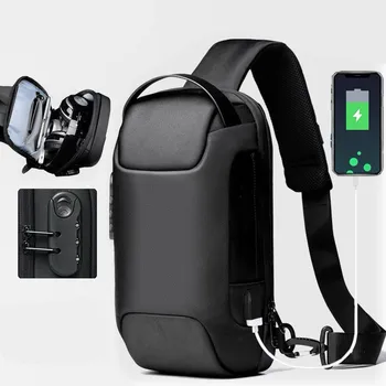 Мъжки водоустойчив USB Oxford Crossbody чанта против кражба рамо прашка чанта многофункционални кратко пътуване пратеник гърдите пакет за мъжки
