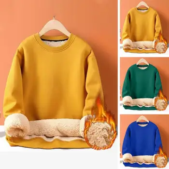 Мъжки суитчър топъл плюшен мъжки суитчър уютен зимен есенен пуловер с меко задържане на топлината дълъг ръкав хлабав годни