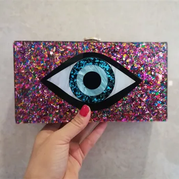 Най-красивата чанта за зло око Evileyebag чанта Дамска мода Персонализирана перла Bule Цветна акрилна кутия Съединители Портфейл чанта чанти