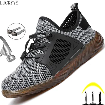 Неразрушими обувки за безопасност при работа Мъже стомана Toe капачка работни обувки маратонки пункция доказателство ботуши мъжки обувки обувки плюс размер 49 50